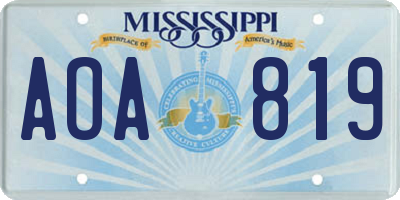 MS license plate AOA819