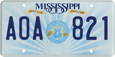 MS license plate AOA821