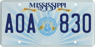MS license plate AOA830