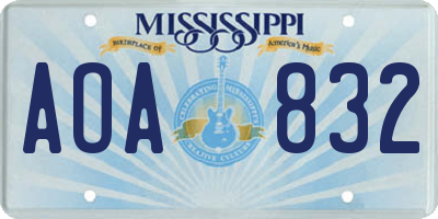 MS license plate AOA832