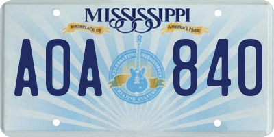 MS license plate AOA840