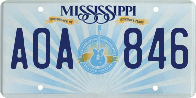 MS license plate AOA846