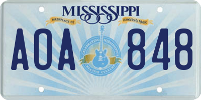 MS license plate AOA848