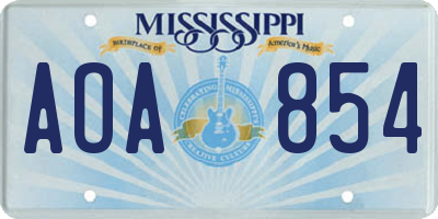 MS license plate AOA854