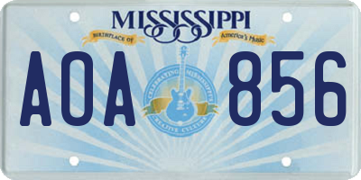 MS license plate AOA856