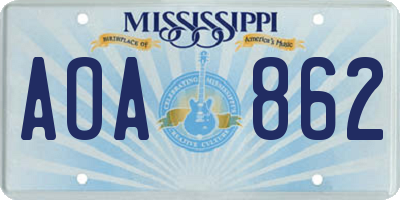 MS license plate AOA862