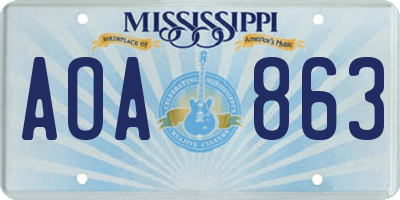 MS license plate AOA863