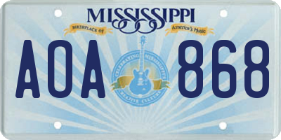 MS license plate AOA868