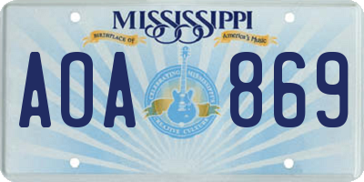 MS license plate AOA869