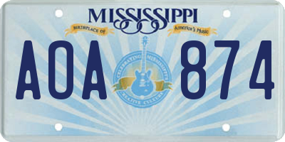 MS license plate AOA874