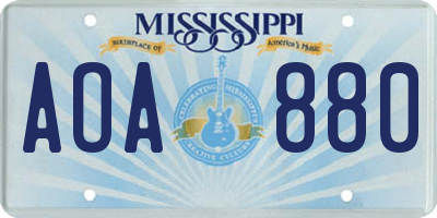 MS license plate AOA880