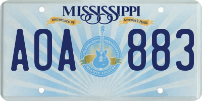 MS license plate AOA883