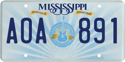 MS license plate AOA891