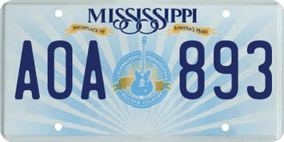 MS license plate AOA893