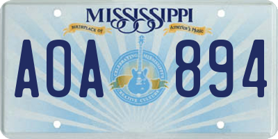 MS license plate AOA894