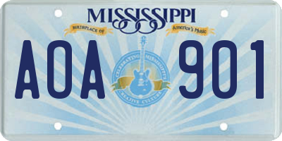 MS license plate AOA901