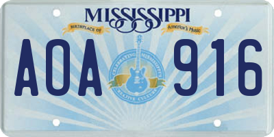 MS license plate AOA916