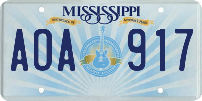 MS license plate AOA917