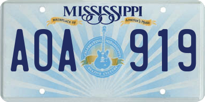MS license plate AOA919
