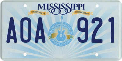 MS license plate AOA921