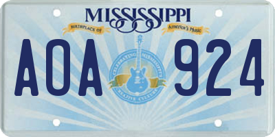 MS license plate AOA924