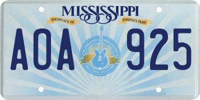 MS license plate AOA925