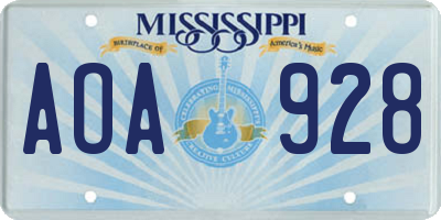 MS license plate AOA928