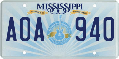 MS license plate AOA940