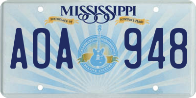 MS license plate AOA948