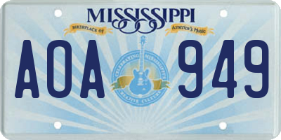 MS license plate AOA949
