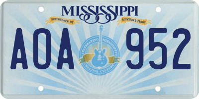 MS license plate AOA952