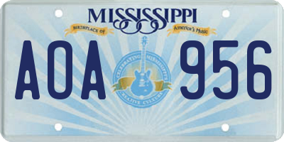 MS license plate AOA956
