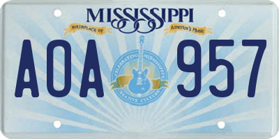 MS license plate AOA957