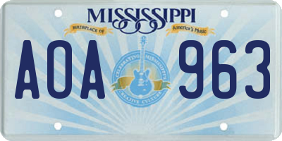 MS license plate AOA963