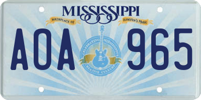 MS license plate AOA965