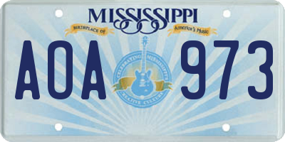 MS license plate AOA973