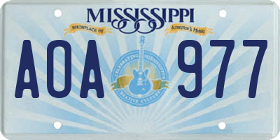 MS license plate AOA977
