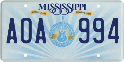 MS license plate AOA994