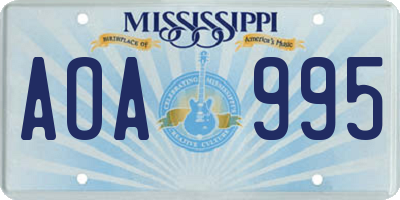 MS license plate AOA995