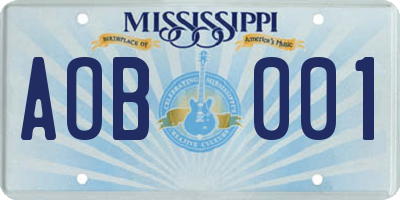 MS license plate AOB001