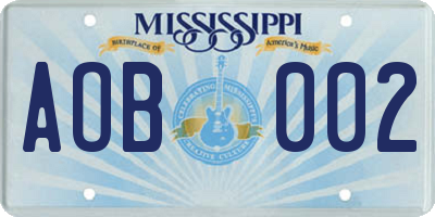 MS license plate AOB002