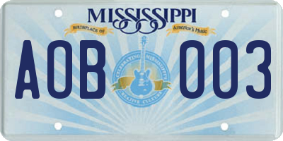 MS license plate AOB003