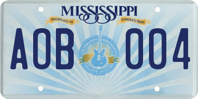 MS license plate AOB004