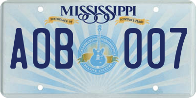 MS license plate AOB007
