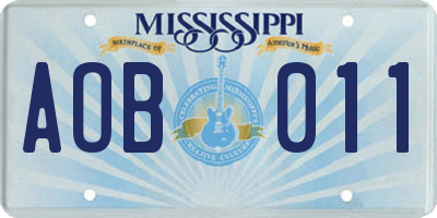 MS license plate AOB011