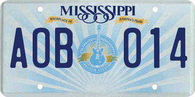MS license plate AOB014