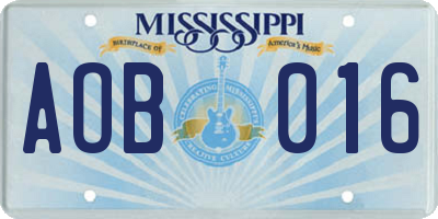 MS license plate AOB016