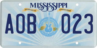 MS license plate AOB023