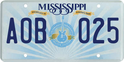 MS license plate AOB025