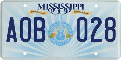 MS license plate AOB028